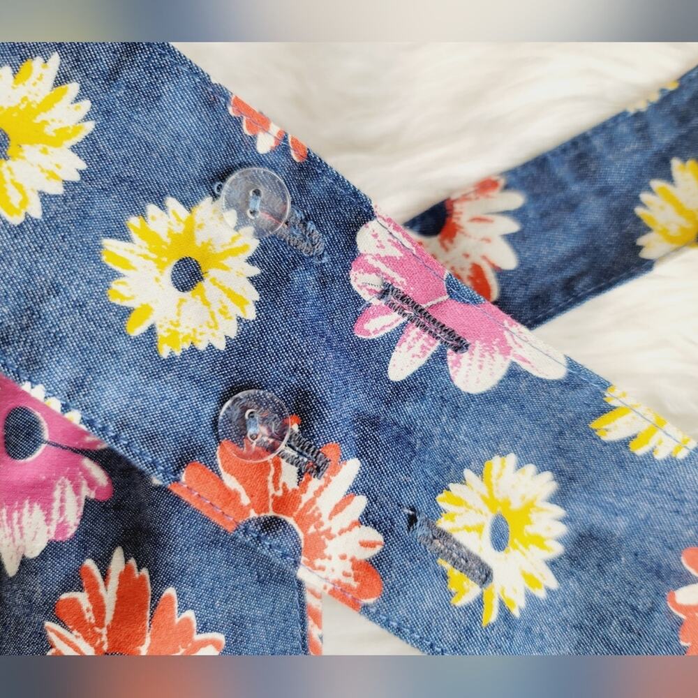 VANESSA MOONEY Venus Blue White Daisy Floral Cotton Romper Boho Feminine NWT S - Picture 10 of 16